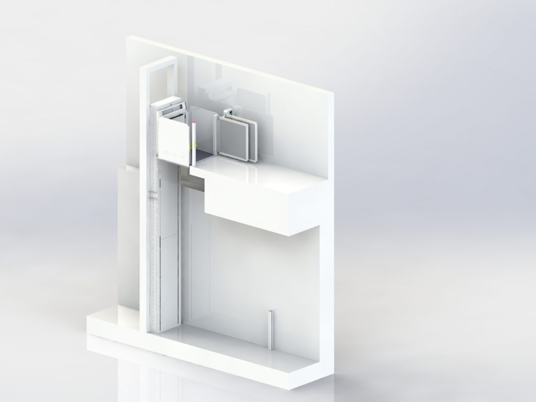 垂直升降平台 3D 剖面示意圖